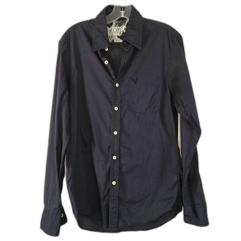 AMERICAN EAGLE Vintage Fit Dark Navy Button Front 100% Cotton Small